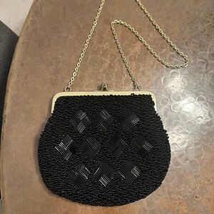 Black Beaded Evening Handbag by Magid